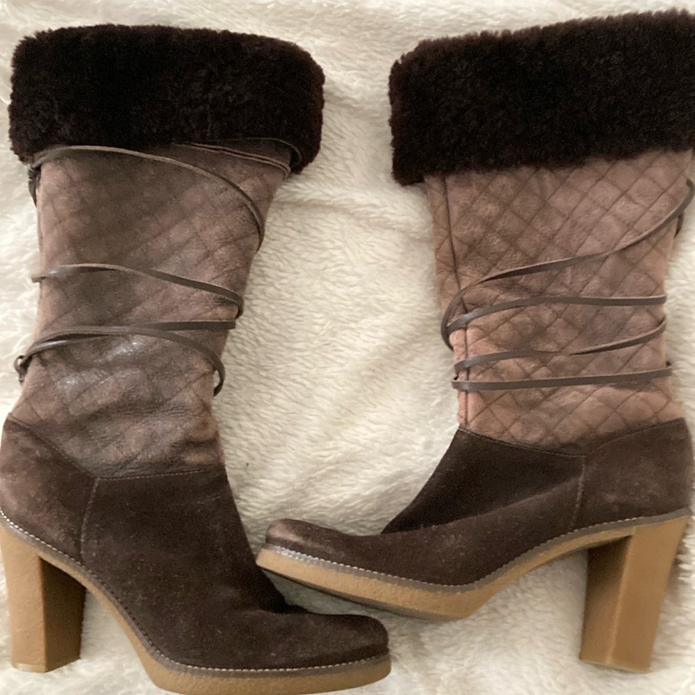 BCBG Girls Women’s Suede Heeled Boot with Fur 
Size 8.5